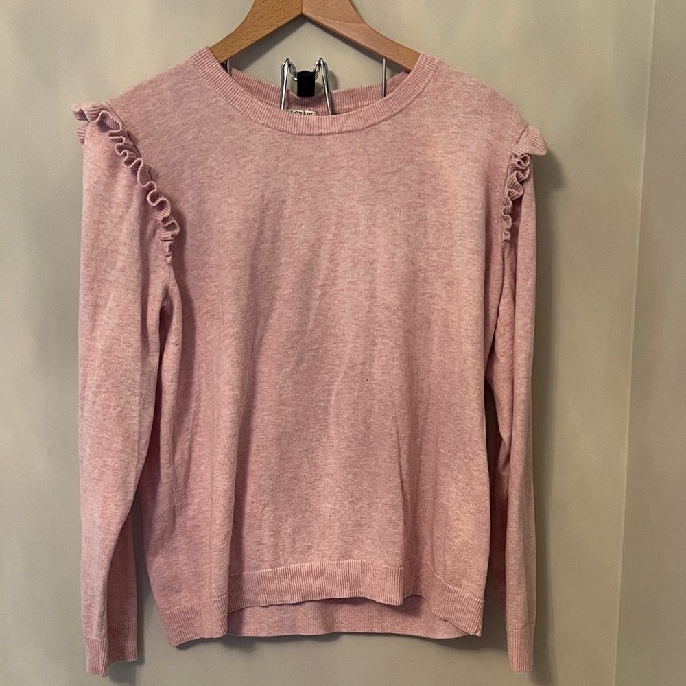 J. Crew Pink Ruffle Sleeve Sweatshirt